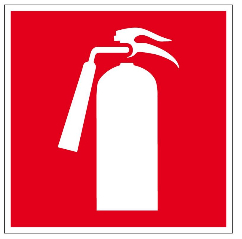 Brandschutzzeichen Feuerlöscher, 10 x10 cm, langnachleuchtend