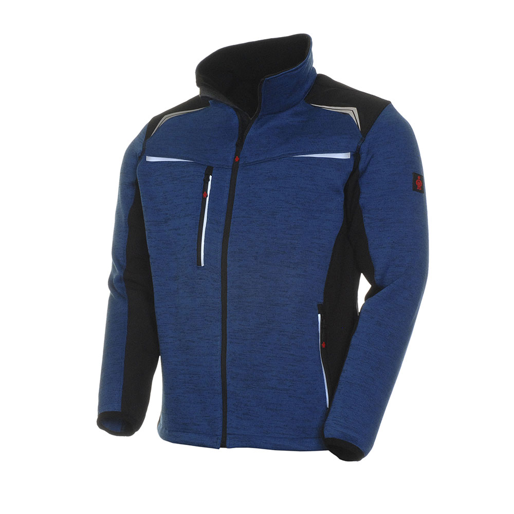 Strickfleece-Jacke "Refleece", blau meliert, Größe 4XL