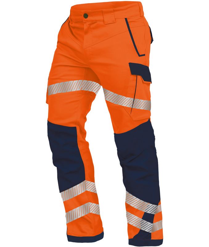 Warnschutz Bundhose Vizwell, Flex HiVis, leuchtorange-blau, Größe 110