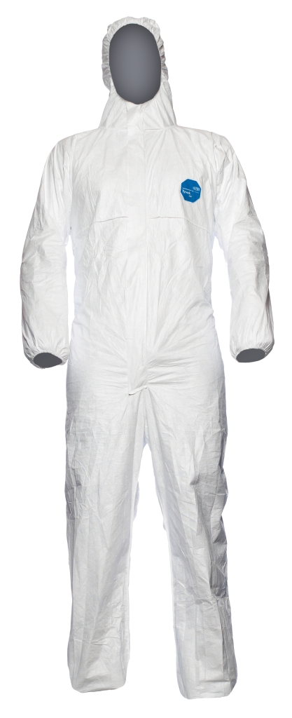 Tyvek Einwegoverall mit Kapuze 500 Xpert, weiß, Größe L, Typ 5-B+6-B