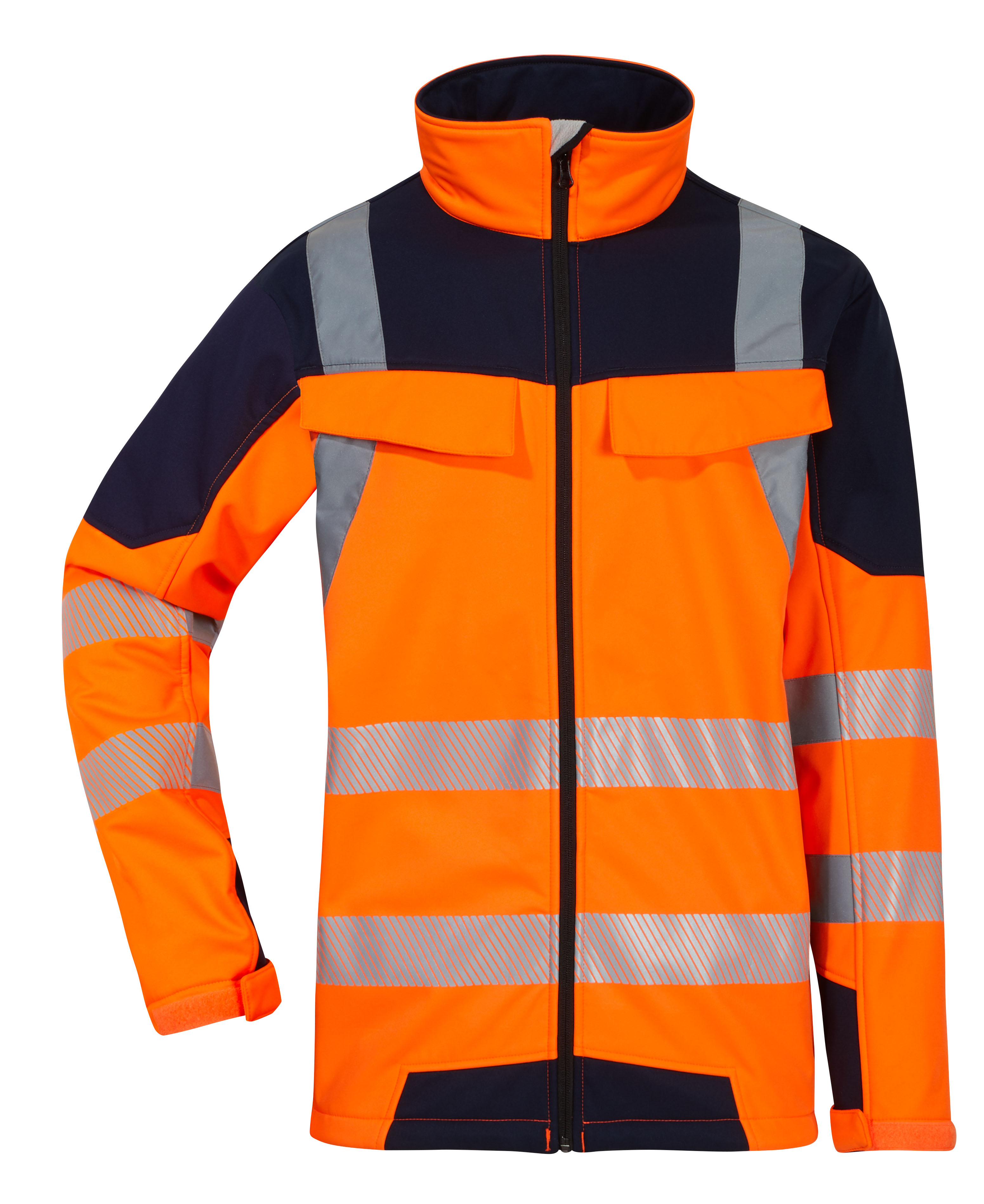 Softshelljacke, leuchtorange-marine